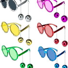 Sallanan Disko Top Küpeli Gözlük Retro Hawaii 5 Renk 6 Adet (4172)