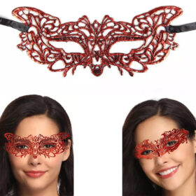 Kırmızı Dantel Masquerade Maskesi 9 No (4172)