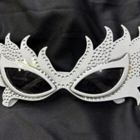 Taşlı Göz Kamaştıran Gecenin Yıldızı Beyaz Parti Alev Gözlük (4172)