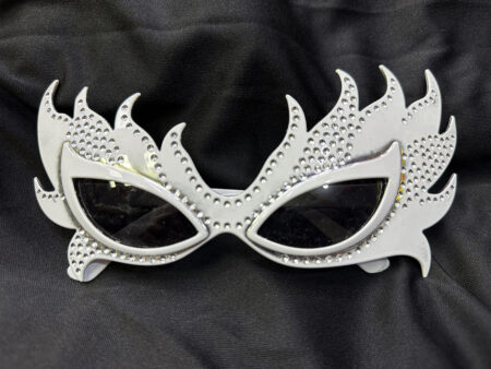 Taşlı Göz Kamaştıran Gecenin Yıldızı Beyaz Parti Alev Gözlük (4172)