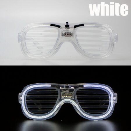 Beyaz Led Işıklı Parti Gözlüğü - Neon Glow Şerit Gözlük 3 Modlu (4172)