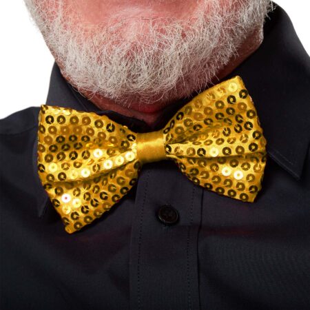 Gece Işıltısı Altın Payetli Pullu Papyon 7x2 cm (4172)