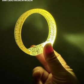 Sarı Led Işıklı Baskı Yapılabilen Pilli Bileklik Bilezik 1,5 cm Genişlik (4172)