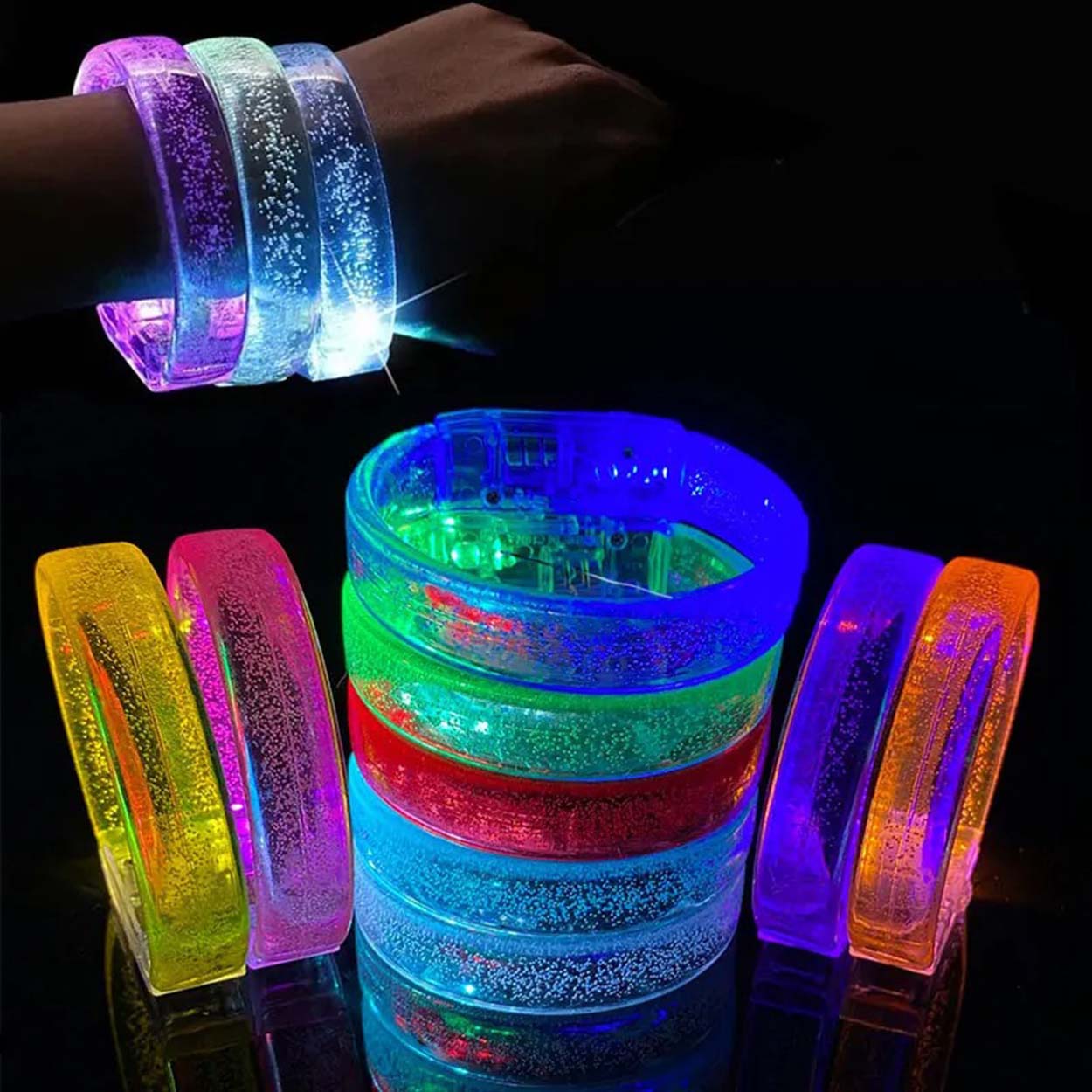 Sarı Led Işıklı Baskı Yapılabilen Pilli Bileklik Bilezik 1,5 cm Genişlik (4172) - Görsel 2