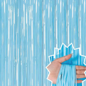 Soft Mavi Püsküllü Kapı Perdesi - Parti, Baby Shower, Sünnet Süsü, Cinsiyet Partisi 1x2 m (4172)