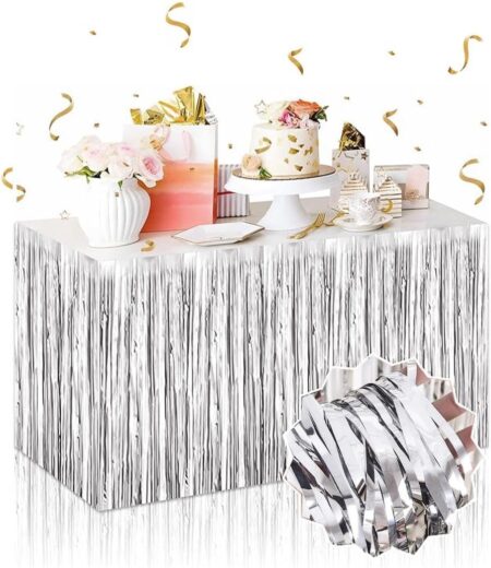Gümüş Metalize Masa Eteği 275x75 cm – Kendinden Yapışkanlı (4172)