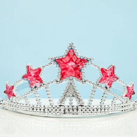 Kırmızı Yıldız Taşlı Plastik Kraliçe Prenses Elsa Tacı Çocuk Boy (4172)