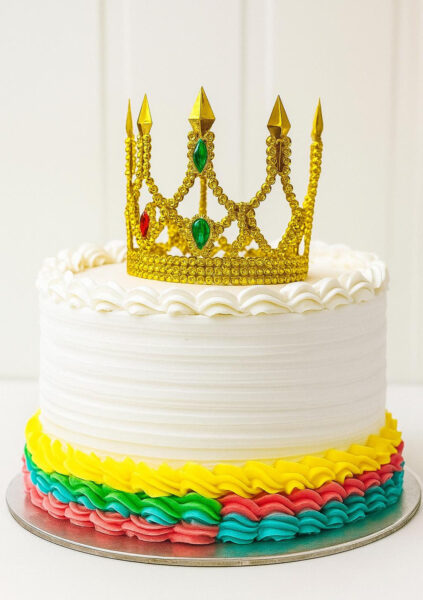 Altın Işıltılı İnce Pasta Tacı Pasta Üstü Taç Plastik Malzeme 8x8 cm (4172)