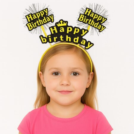 Doğum Günü Kutlaması İçin Sarı Taç – Işıltılı Yazılı Parti Tacı (4172)