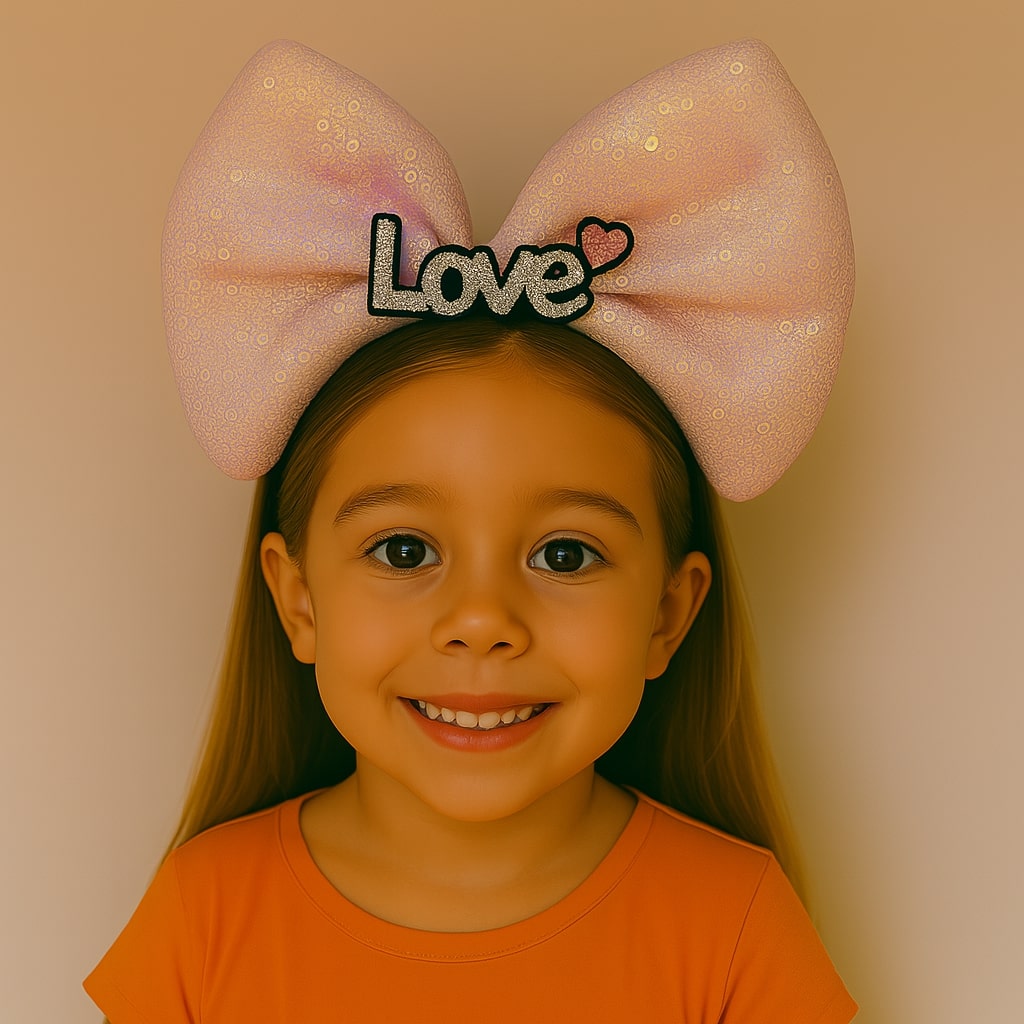 LED Işıklı Love Yazılı Pembe Fiyonk Taç – Kız Çocuk Parti Tacı (4172) - Görsel 2