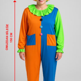 Palyaço Kostüm Seti 150 cm (Peruk + Burun + Kostüm) (4172)