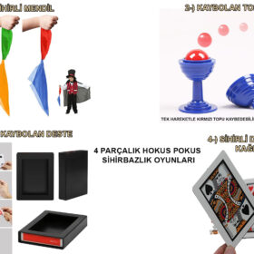 4&apos;lü Sihirbazlık Seti – Hokus Pokus Sihirli Numara Seti-KUPA-MENDİL-DESTE-İSKAMBİL (4172)