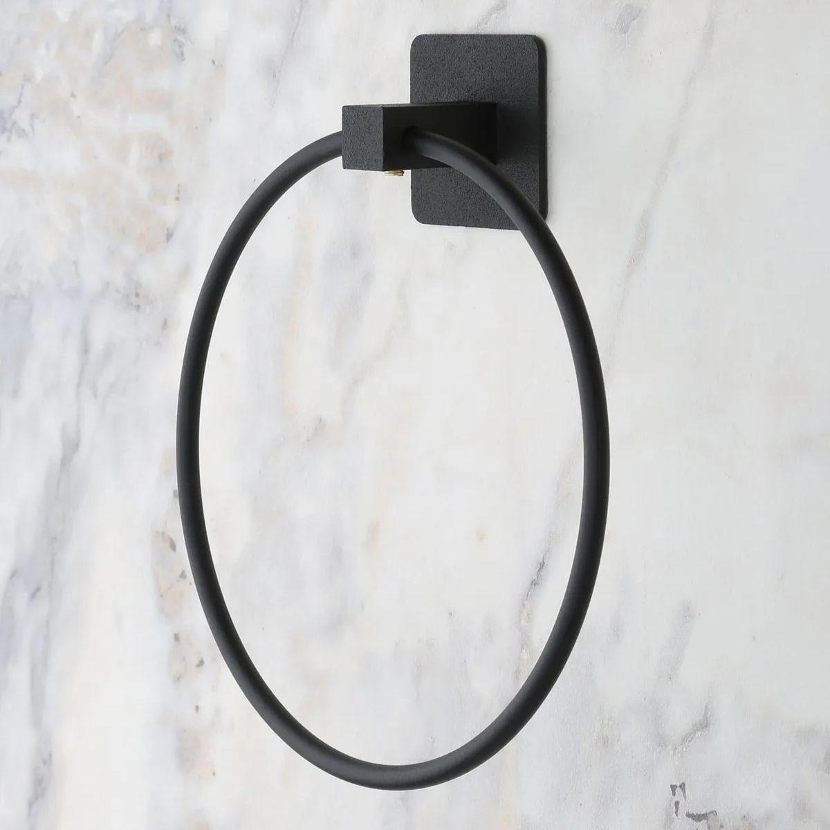 Kendiliğinden Yapışkanlı Siyah Paslanmaz Metal Yuvarlak Havluluk (4172) - Görsel 2