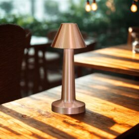 Çatı Model Bronz Renk Şarjlı Dokunmatik 3 Renkli LED Masa Lambası (4172)