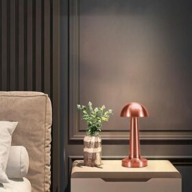 Mantar Model Bronz Renk Şarjlı Dokunmatik 3 Renkli LED Masa Lambası (4172)