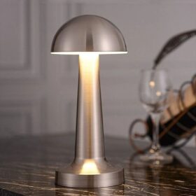 Mantar Model Silver Renk Şarjlı Dokunmatik 3 Renkli LED Masa Lambası (4172)