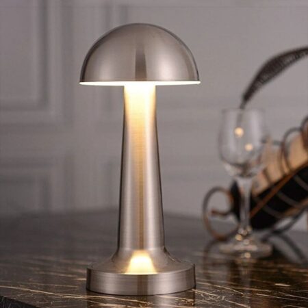 Mantar Model Silver Renk Şarjlı Dokunmatik 3 Renkli LED Masa Lambası (4172)