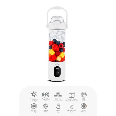 ŞARJLI TAŞINABİLİR SMOOTHİE BLENDER 700MLBUZ KIRMA - ÇELİK BIÇAK MANYETİK ŞARJ 150W 4500mAh SHB-7504 (4172)