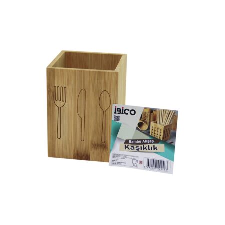 KÜÇÜK  KARE=9X9CM  AHŞAP BAMBU KAŞIKLIK ORGANİZER (4172)