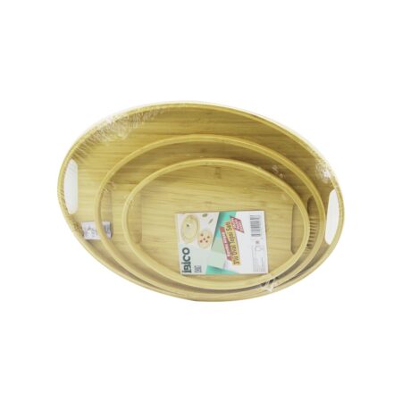 OVAL - 3 BOY BAMBU AHŞAP TEPSİ SETİ 20X29--26X36--31X45CM (4172)