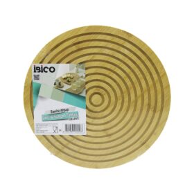 YUVARLAK  ÇAP: 28CM  ÇİFT TARAFLI= DÜZ - KANALLI AHŞAP BAMBU SERVİS SUNUM TAHTASI TEPSİ (4172)