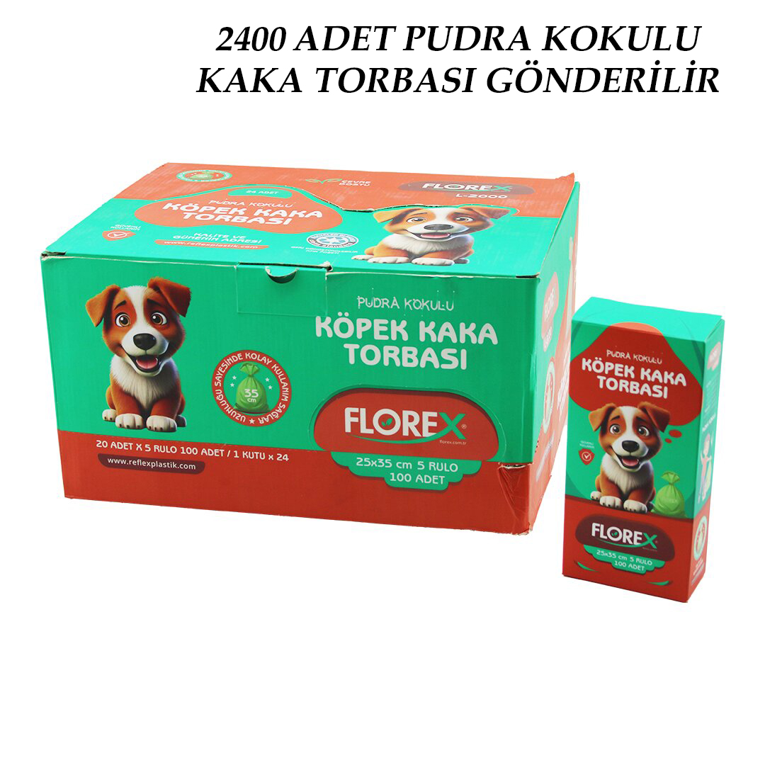 2400 ADET = 1 KOLİ KÖPEK - EVCİL HAYVAN KAKA TORBASI PUDRA KOKULU - 25X35CM (4172) - Görsel 2