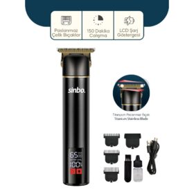 USB ŞARJLI - LCD GÖSTERGELİ SAÇ - SAKAL KESME TRAŞ MAKİNESİ ALÜMİNYUM ALAŞIMLI GÖVDE SHC-1907 (4172)