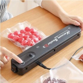 Vacuum Sealer Ev Tipi Vakumlama ve Yapıştırma Makinesi + 10 Adet Vakum Poşeti (4172)