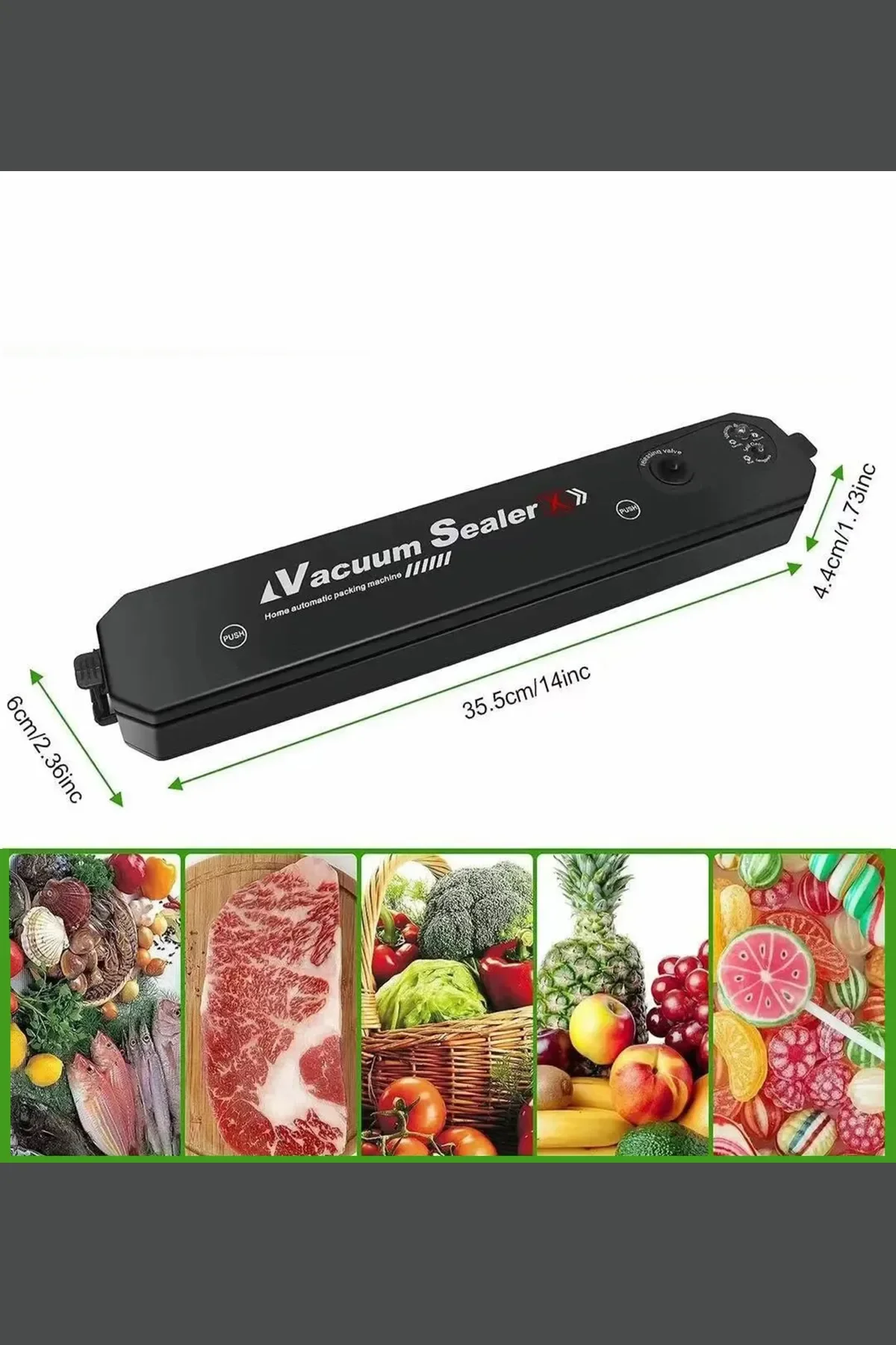 Vacuum Sealer Ev Tipi Vakumlama ve Yapıştırma Makinesi + 10 Adet Vakum Poşeti (4172) - Görsel 4