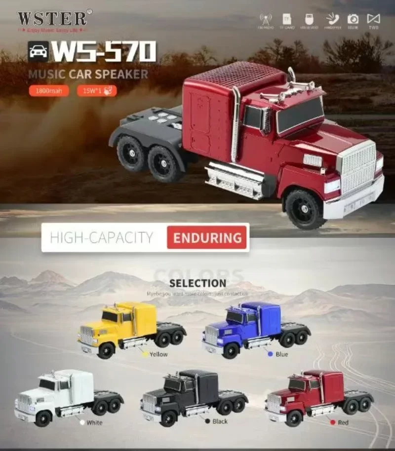 WS-570 Araba Şekli Bluetooth Hoparlör Retro HIFI Stereo Soundbox Masaüstü Bilgisayar Müzik Çalar (4172)