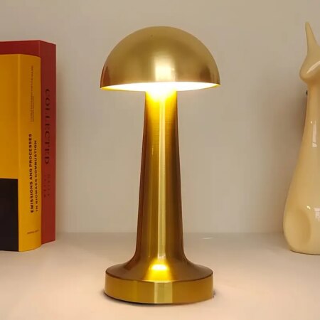 Forlife Dekoratif Şarjlı LED Mantar Masa Lambası Gold FL-8055 (4172)