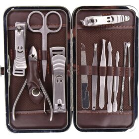 Tırnak Makası Tırnak Bakım Seti Deri Çantalı 12 Parça Set (4172)
