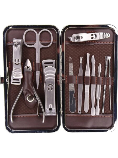 Tırnak Makası Tırnak Bakım Seti Deri Çantalı 12 Parça Set (4172)