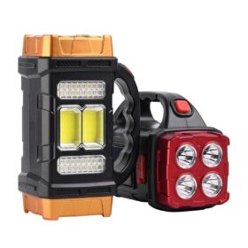 Solar ve USB Şarjlı LED + COB El Feneri | 1500 mAh Şarjlı Taşınabilir Çalışma Işığı–Su Geçirmez (4172)