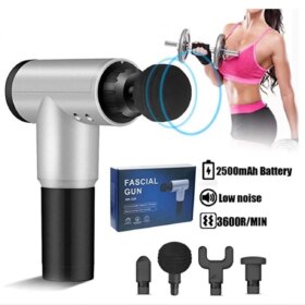 Fascial Gun RH-320 6 Kademe Hız Ayarlı, 4 Parça Başlıklı, Usb Şarjlı, Masaj Tabanca Aleti (4172)
