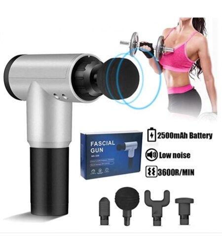 Fascial Gun RH-320 6 Kademe Hız Ayarlı, 4 Parça Başlıklı, Usb Şarjlı, Masaj Tabanca Aleti (4172)