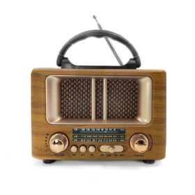Küçük Mini Boy Retro Ahşap Tasarım Bluetooth Hoparlörlü Radyo – FM/AM Destekli, Şarjlı ve Taşınabilir Radyo NS-8108 (4172)