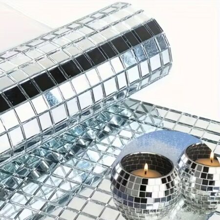 Kare Silver Cam Mozaik Fayans Çıkartmaları El İşi Kare Cam Fayans Kendinden Yapışkanlı Aynalı Dekor Panel 30x30 Cm (4172)