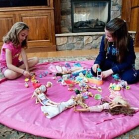 Pratik Taşınabilir Pembe Oyuncak Toplama Örtüsü Oyun Parkı Hurcu (4172)