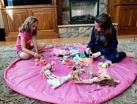 Pratik Taşınabilir Pembe Oyuncak Toplama Örtüsü Oyun Parkı Hurcu (4172)