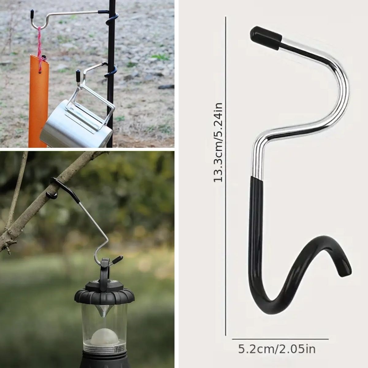 Kamp İçin Çok Fonksiyonlu S-Şekilli Direk Askısı Kaymaz Paslanmaz Çelik Eşya Asma Kancası (4172) - Görsel 4