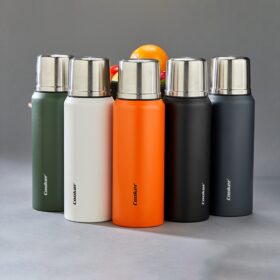 1LT DAĞCI TERMOS RENKLİ ÇİFT CİDARLI PASLANMAZ ÇELİK - SIZDIRMAZ KAPAK = BARDAK (4172)