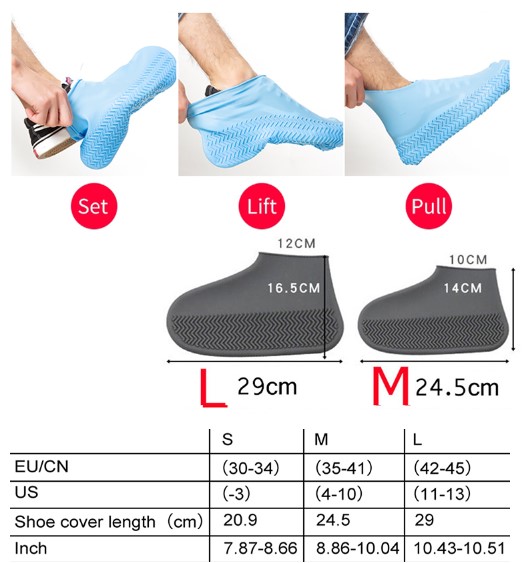 Silikon Ayakkabı Kılıfı Kaymaz Su Kir Geçirmez L Beden Siyah (4172) - Görsel 3