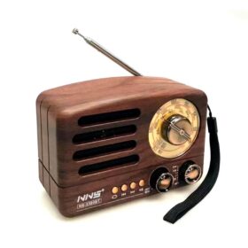 Küçük Boy Retro, Nostaljik, Ahşap Tasarım Bluetooth Hoparlörlü, Şarjlı, Taşınabilir Büyük Döndürülebilen Düğmeli FM/AM Destekli Radyo NS3380 (4172)