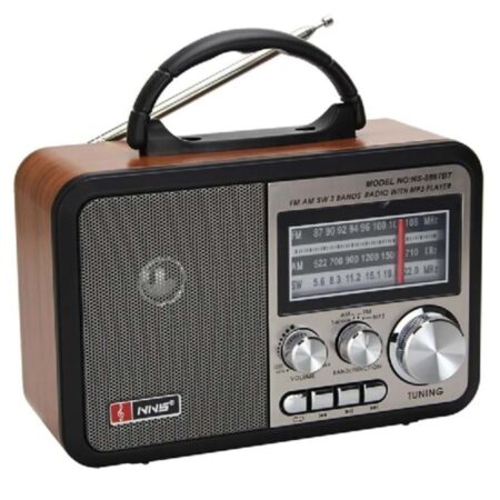 Orta Boy Retro, Nostaljik, Ahşap Tasarım Bluetooth Hoparlörlü, Şarjlı, Taşınabilir FM/AM Destekli Radyo NS-8897 (4172)