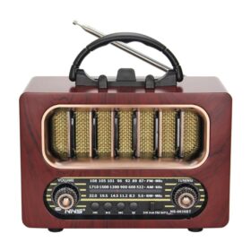 Orta Boy Retro Ahşap Tasarım Bluetooth Hoparlörlü Radyo – FM/AM Destekli, Şarjlı ve Taşınabiliri Radyo NS-6636 (4172)