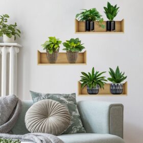 Raflı Bitki Tasarımlı Yapışkanlı Sticker 20*30 cm 3lü Set (4172)