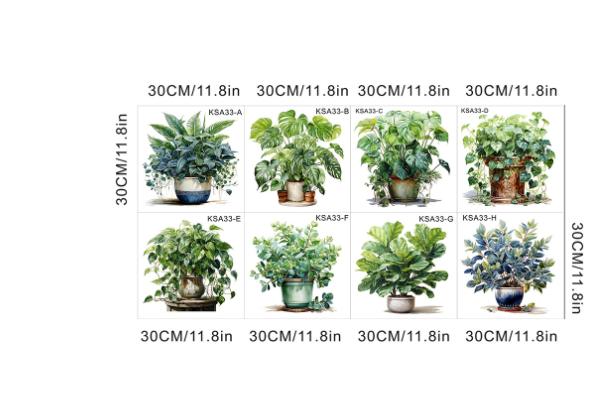 Saksılı Çiçek Tasarımlı 8li Sticker (4172) - Görsel 5