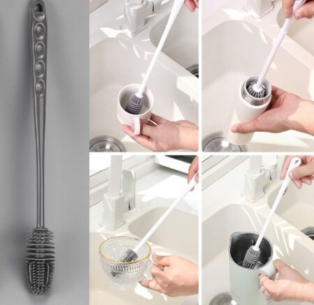 Uzun Saplı Silikon Biberon ve Kavanoz Yıkama Fırçası (4172)