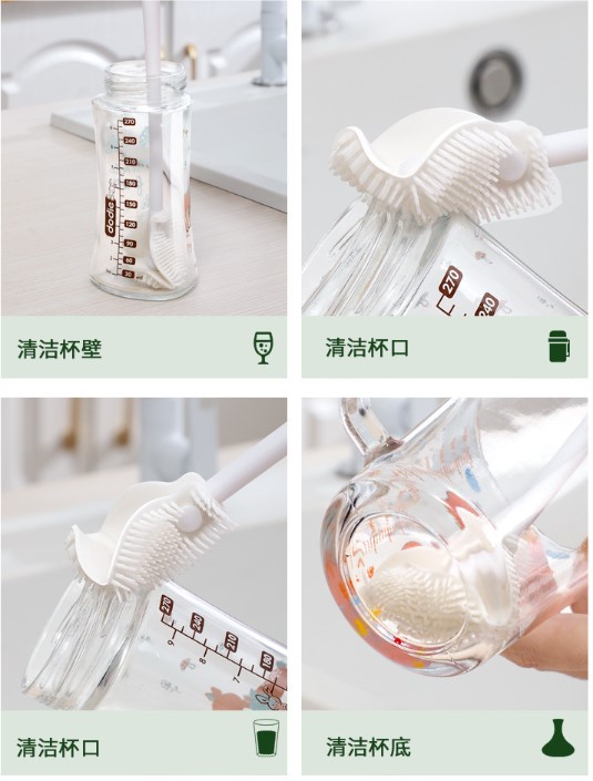 Kavanoz ve Biberon Yıkama Fırçası Silikon Beyaz (4172) - Görsel 5